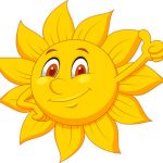 Sun cartoon character with thumb up